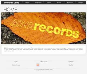 spletna stran Zoya Records